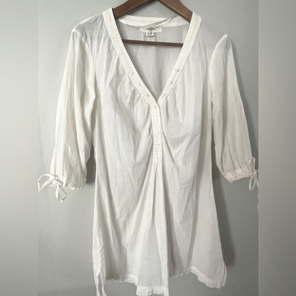 ☀️H&M L.O.G.G Ivory Peasant VNeck blouse SZ 10 - Picture 1 of 6